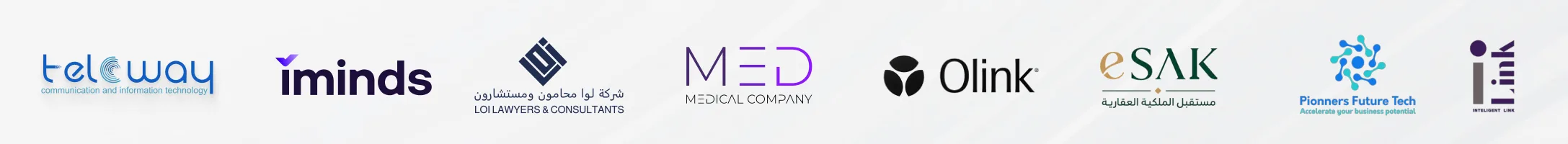 Teleway, iminds, LOI Lawyers & Consultants, MED Medical Company, Olink, eSAK, Pioneers Future Tech, iLink